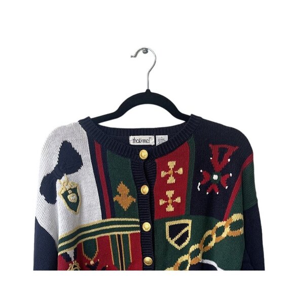 Vintage Y2K Womens Cardigan Size L Grandma Cotton Knit Gold Button Old Money - Picture 2 of 7